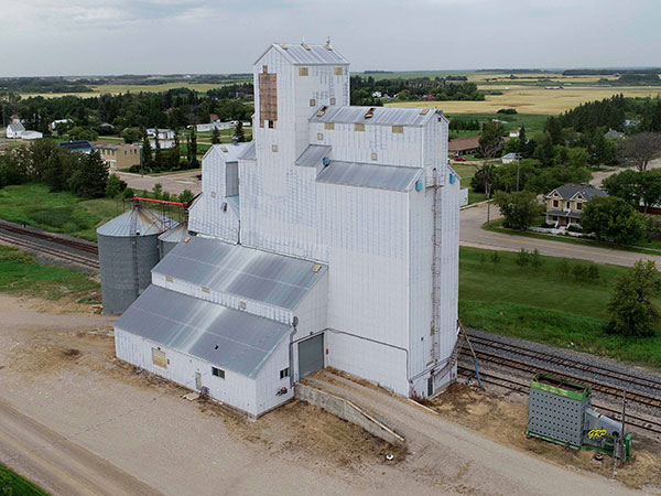 Aerial view of the former United Grain Growers elevator at Newdale