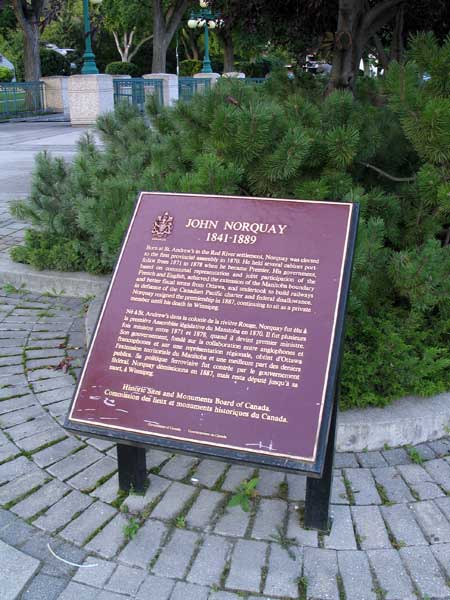 John Norquay commemorative plaque