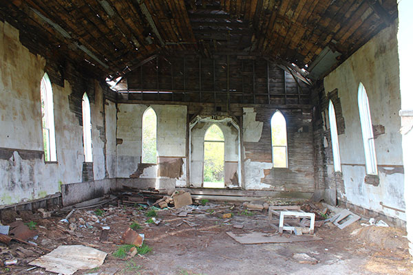 Interior of the former Opawaka United Church building