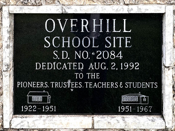 Plaque on Overhill School commemorative monument