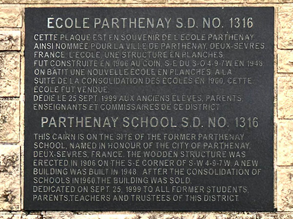 Plaque on Parthenay School commemorative monument