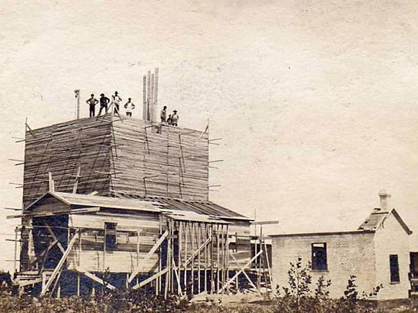 Construction of the Security grain elevator at Pope
