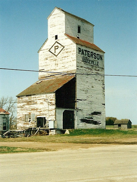 The former Paterson Grain Elevator at Ridgeville, built in 1934 and demolished in the 1980s