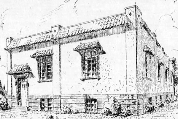Architectural sketch of the River Heights Telephone Exchange Building