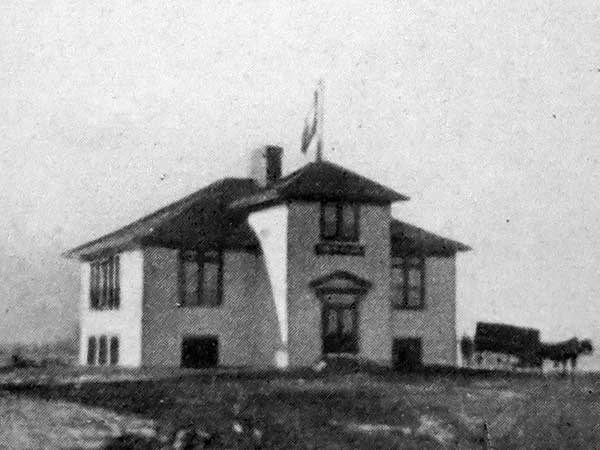 The original Roseisle Consolidated School, built in 1914 but destroyed by fire in 1920