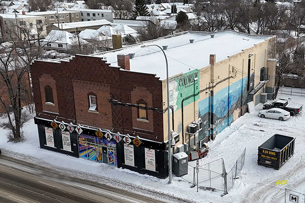 Aerial view of the former Roxy Theatre