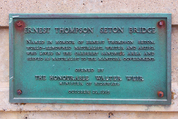 Plaque on the Ernest Thompson Seton Bridge