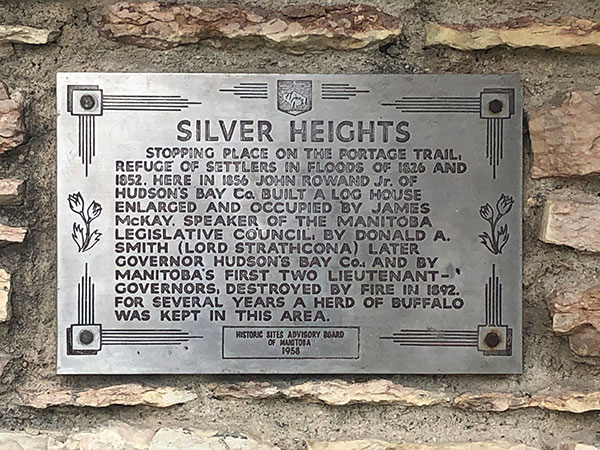 Silver Heights commemorative plaque