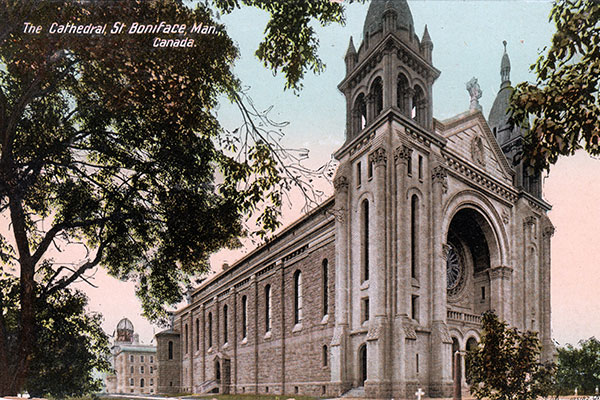 Postcard view of St. Boniface Cathedral