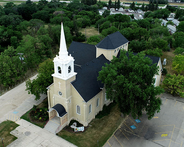 Aerial view of St. Charles Roman Catholic Church