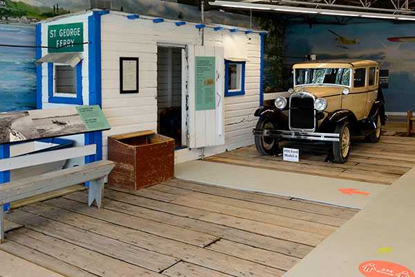 The original St-Georges ferry in the Winnipeg River Heritage Museum