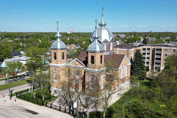 Aerial view of Ukrainian Orthodox Cathedral of St. Mary the Protectress