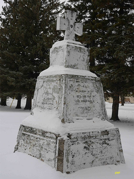Second World War commemorative monument on the grounds of New St. Michael’s Ukrainian Orthodox Church at Gardenton