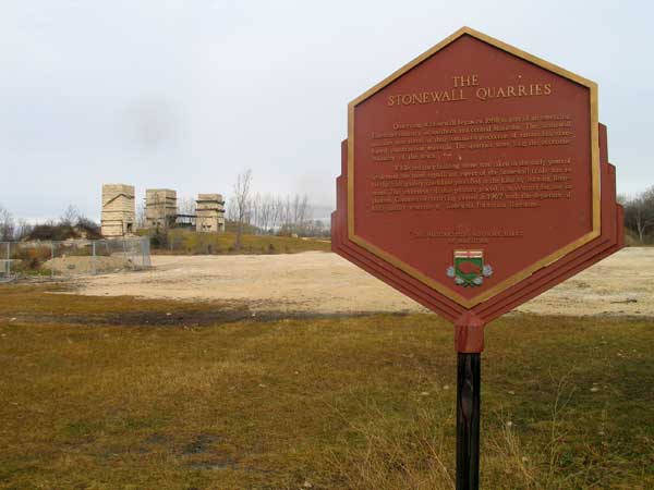 Stonewall quarry plaque with kilns in background