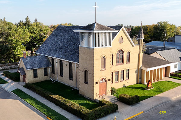 Aerial view of St. Paul’s United Church at Virden