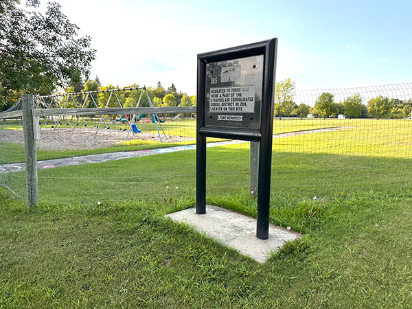 Strathclair School commemorative sign