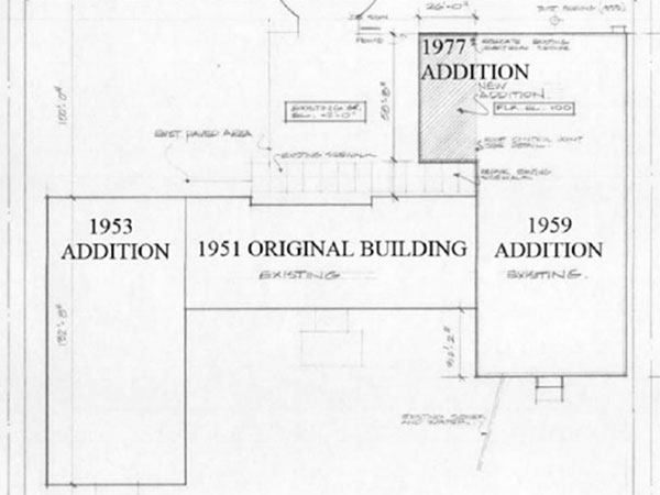 Architectural drawing showing changes to Varennes School