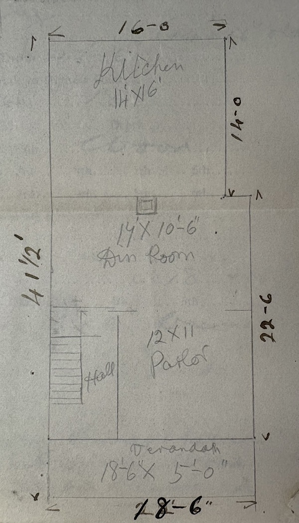 Architectural plan for the main floor of the Weir House