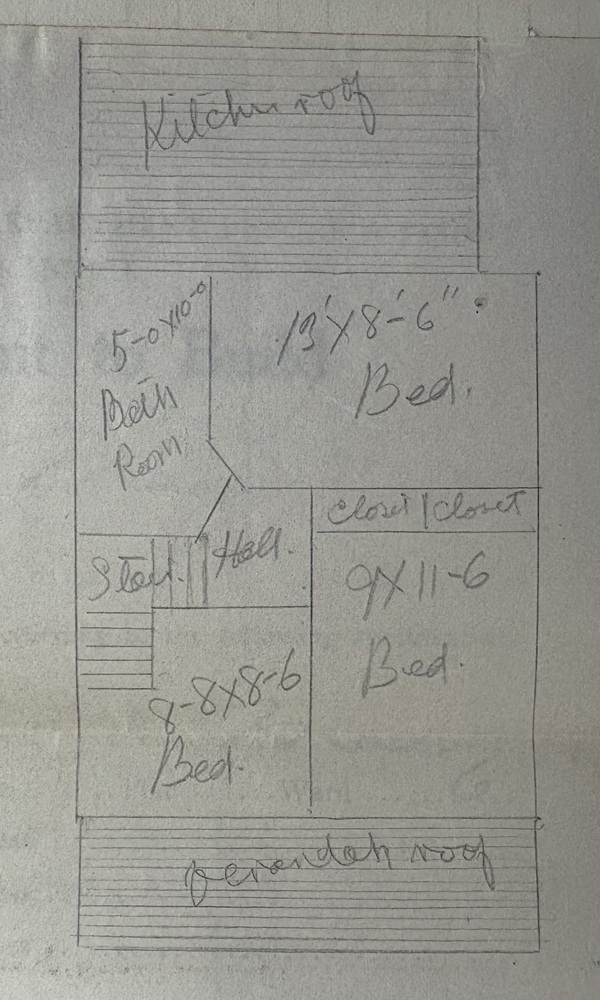 Architectural plan for the second floor of the Weir House