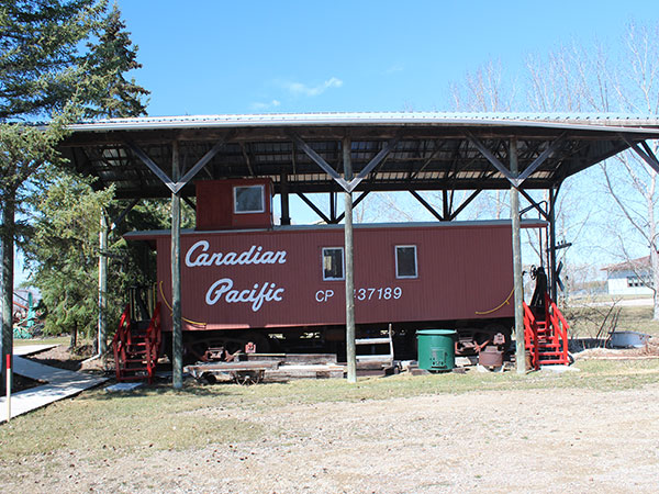 A former railway caboose at the museum