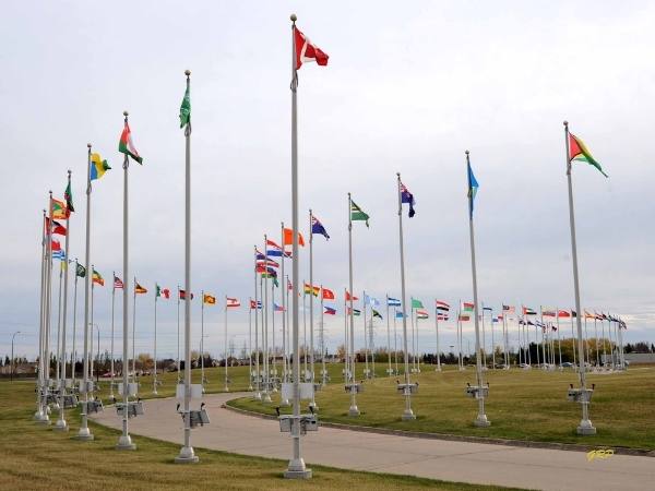 Flags outside of the Royal Canadian Mint Winnipeg
