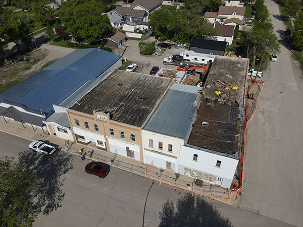 Aerial view of buildings to be demolished