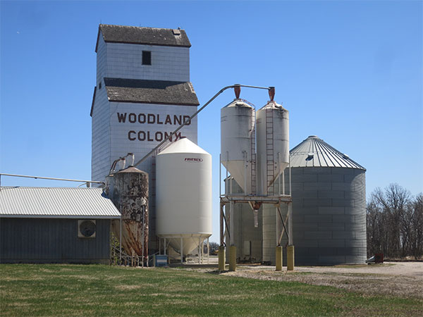 The former Federal Grain elevator from Grosse Isle at the Woodland Hutterite ColonyHutterite Colony